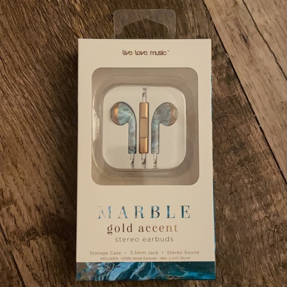 NWT Live Love Music Blue Tie-Dye Marble Stereo Earbuds - Picture 4 of 16